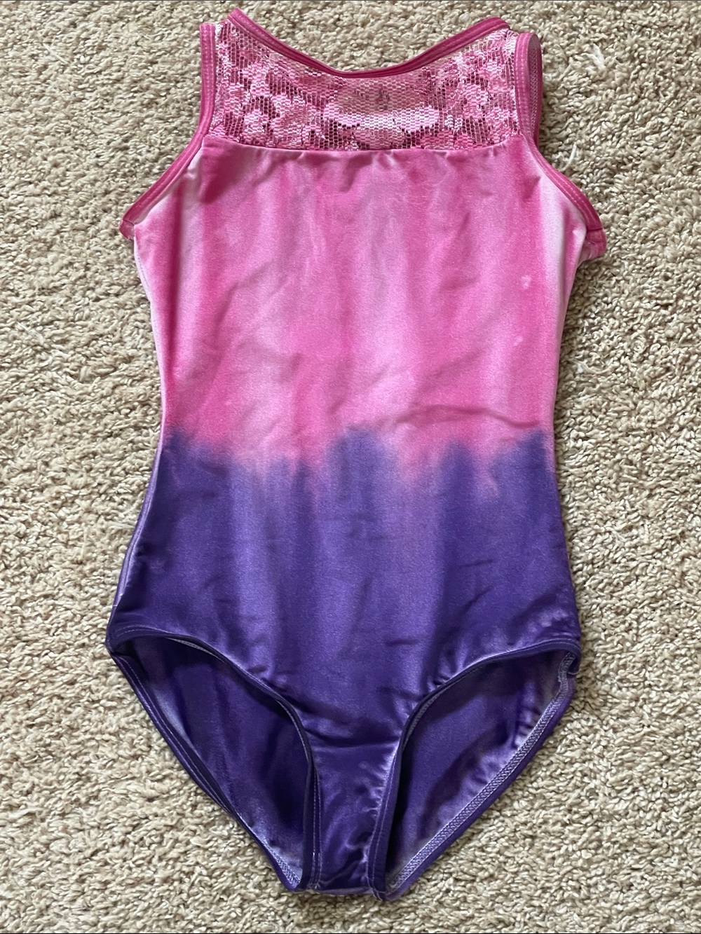 Pink & purple girls dip dyed watercolor dance/gymnastics leotard 14/16
